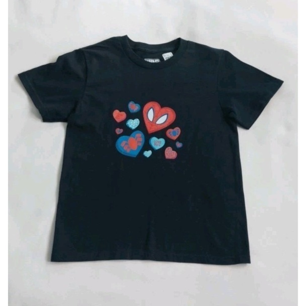 Marvel  Kids Spider Man‎ Candy Hearts  Valentines Day Black T-Shirt Size S